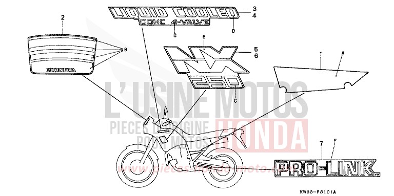 STREIFEN/MARKE von Dominator 250 PEARL CRESCENT WHITE-A (NH139) von 1989
